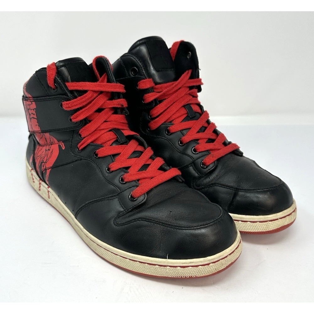 Polo Ralph Lauren Leather High Top Sneakers Mens 13 D Vance Black Big Pony